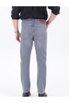 Erkek Gri Regular Fit Düz Paça Esnek Denim Kot Pantolon Günlük