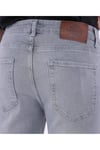 Erkek Gri Regular Fit Düz Paça Esnek Denim Kot Pantolon Günlük