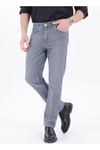 Erkek Gri Regular Fit Düz Paça Esnek Denim Kot Pantolon Günlük