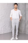 Erkek Gümüş Jogger Pantolon – Rahat Kesim, Bağcıklı, Mevsimlik Günlük Kullanım