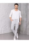 Erkek Gümüş Jogger Pantolon – Rahat Kesim, Bağcıklı, Mevsimlik Günlük Kullanım
