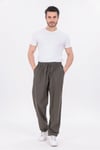 Erkek Haki Jogger Pantolon Beli Lastikli Bağcıklı %100 Pamuk Keten Baggy Rahat Günlük Pantolon