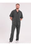 Erkek Haki Keten Takım Oversize Gömlek & Pantolon 2’li Set Bağcıklı Rahat Yazlık Kombin