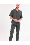Erkek Haki Keten Takım Oversize Gömlek & Pantolon 2’li Set Bağcıklı Rahat Yazlık Kombin