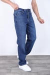 Erkek Kobalt Mavi Baggy Kot Pantolon - Geniş Kalıp Günlük Rahat Denim Jean