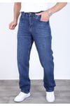 Erkek Kobalt Mavi Baggy Kot Pantolon - Geniş Kalıp Günlük Rahat Denim Jean