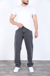 Erkek Koyu Gri Baggy Kot Pantolon - Geniş Kalıp Günlük Rahat Denim Jean