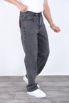 Erkek Koyu Gri Baggy Kot Pantolon - Geniş Kalıp Günlük Rahat Denim Jean