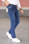 Erkek Koyu Lacivert Kot Pantolon Urban Fit Denim Esnek Rahat Kalıp Günlük Jean Pantolon