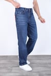 Erkek koyu Toz mavi Baggy Kot Pantolon - Geniş Kalıp Günlük Rahat Denim Jean