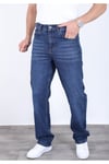 Erkek koyu Toz mavi Baggy Kot Pantolon - Geniş Kalıp Günlük Rahat Denim Jean