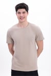 Erkek Krem Basic Tişört – Regular Fit Bisiklet Yaka %100 Pamuk 30/1 Süprem Kumaş Günlük T-Shirt