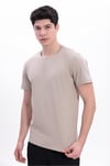 Erkek Krem Basic Tişört – Regular Fit Bisiklet Yaka %100 Pamuk 30/1 Süprem Kumaş Günlük T-Shirt