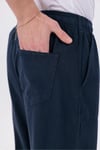 Erkek Lacivert Jogger Pantolon Beli Lastikli Bağcıklı %100 Pamuk Keten Baggy Rahat Günlük Pantolon