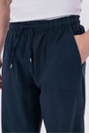 Erkek Lacivert Jogger Pantolon Beli Lastikli Bağcıklı %100 Pamuk Keten Baggy Rahat Günlük Pantolon
