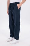 Erkek Lacivert Jogger Pantolon Beli Lastikli Bağcıklı %100 Pamuk Keten Baggy Rahat Günlük Pantolon