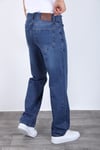 Erkek Mavi Baggy Kot Pantolon - Geniş Kalıp Günlük Rahat Denim Jean