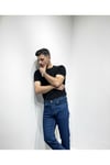Erkek Mavi Regular Kalıp Likralı Esnek Kot Pantolon