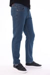 Erkek petrol mavisi açık Diz İzi Yapmayan Pamuklu Esnek Denim Jean Kot Pantolon Regular Kalıp