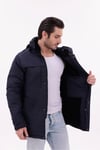 Erkek Polarlı Kürklü Su Ve Rüzgar Geçirmez Kapüşonlu Kışlık Mont & Kaban & Parka