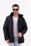 Erkek Polarlı Kürklü Su Ve Rüzgar Geçirmez Kapüşonlu Kışlık Mont & Kaban & Parka