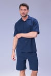 Erkek Rahat Kalıp Cepli Keten Gömlek ve Beli Lastikli Şort Yazlık Oversize Takım