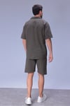 Erkek Rahat Kalıp Cepli Keten Gömlek ve Beli Lastikli Şort Yazlık Oversize Takım
