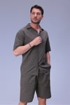 Erkek Rahat Kalıp Cepli Keten Gömlek ve Beli Lastikli Şort Yazlık Oversize Takım
