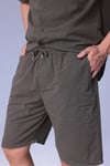Erkek Rahat Kalıp Cepli Keten Gömlek ve Beli Lastikli Şort Yazlık Oversize Takım