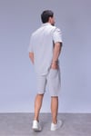 Erkek Rahat Kalıp Cepli Keten Gömlek ve Beli Lastikli Şort Yazlık Oversize Takım