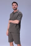 Erkek Rahat Kalıp Cepli Keten Gömlek ve Beli Lastikli Şort Yazlık Oversize Takım
