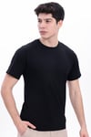 Erkek Siyah Basic Tişört – Regular Fit Bisiklet Yaka %100 Pamuk 30/1 Süprem Kumaş Günlük T-Shirt