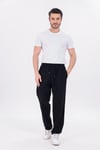 Erkek Siyah Jogger Pantolon Beli Lastikli Bağcıklı %100 Pamuk Keten Baggy Rahat Günlük Pantolon