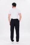 Erkek Siyah Jogger Pantolon Beli Lastikli Bağcıklı %100 Pamuk Keten Baggy Rahat Günlük Pantolon