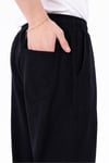 Erkek Siyah Jogger Pantolon Beli Lastikli Bağcıklı %100 Pamuk Keten Baggy Rahat Günlük Pantolon