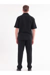 Erkek Siyah Keten Takım Oversize Gömlek & Pantolon 2’li Set Bağcıklı Rahat Yazlık Kombin