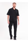 Erkek Siyah Keten Takım Oversize Gömlek & Pantolon 2’li Set Bağcıklı Rahat Yazlık Kombin
