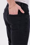 Erkek Siyah Regular Fit Düz Paça Esnek Denim Kot Pantolon Günlük