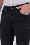 Erkek Siyah Regular Fit Düz Paça Esnek Denim Kot Pantolon Günlük