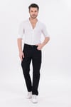 Erkek Siyah Regular Fit Rahat Kesim Denim Zift Mavi Jeans