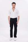 Erkek Siyah Regular Fit Rahat Kesim Denim Zift Mavi Jeans