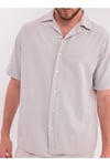 Erkek Taş Keten Takım Oversize Gömlek & Pantolon 2’li Set Bağcıklı Rahat Yazlık Kombin