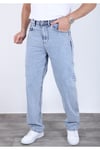 Erkek Toz mavi Baggy Kot Pantolon - Geniş Kalıp Günlük Rahat Denim Jean