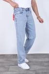 Erkek Toz mavi Baggy Kot Pantolon - Geniş Kalıp Günlük Rahat Denim Jean