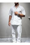 Gömlek pantolon Erkek Keten Takım Oversize Kalıp