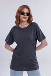 Kadın Antrasit Basic Tişört – Regular Fit Bisiklet Yaka %100 Pamuk 30/1 Süprem Kumaş Günlük T-Shirt