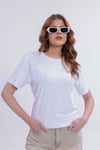 Kadın Beyaz Basic Tişört – Regular Fit Bisiklet Yaka %100 Pamuk 30/1 Süprem Kumaş Günlük T-Shirt
