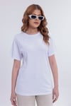 Kadın Beyaz Basic Tişört – Regular Fit Bisiklet Yaka %100 Pamuk 30/1 Süprem Kumaş Günlük T-Shirt