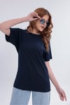 Kadın Lacivert Basic Tişört – Regular Fit Bisiklet Yaka %100 Pamuk 30/1 Süprem Kumaş Günlük T-Shirt
