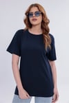 Kadın Lacivert Basic Tişört – Regular Fit Bisiklet Yaka %100 Pamuk 30/1 Süprem Kumaş Günlük T-Shirt
